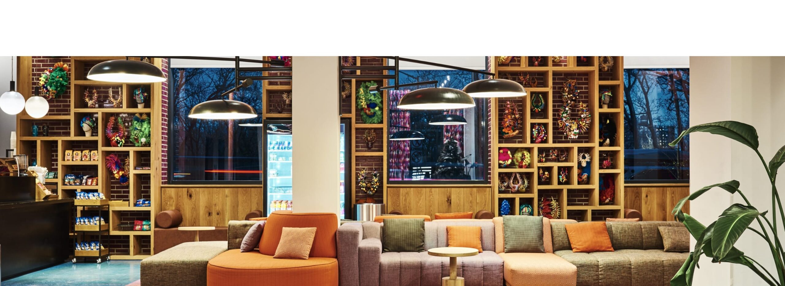 lounge seating area in lobby of radio hotel