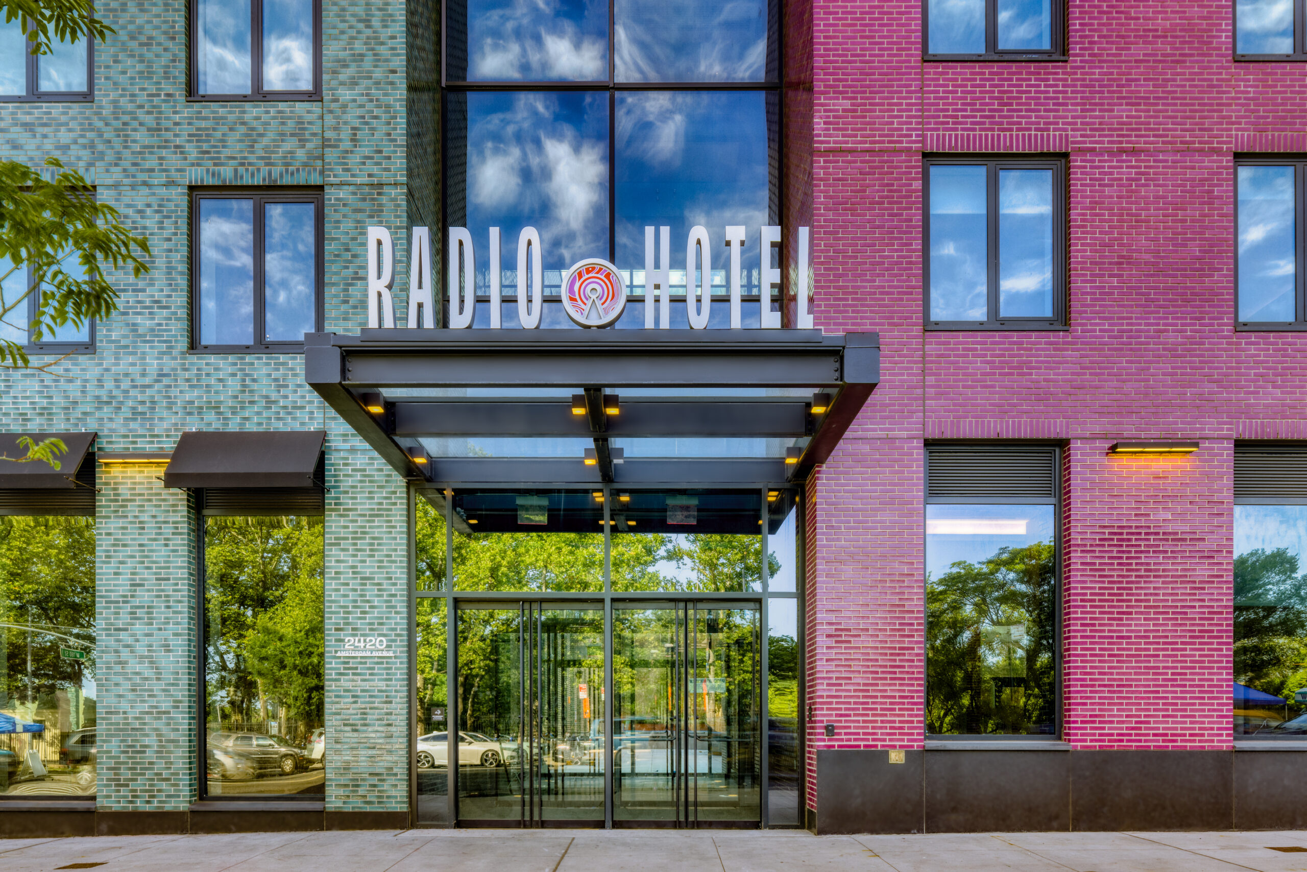 outdoor view of entrance of radio hotel building